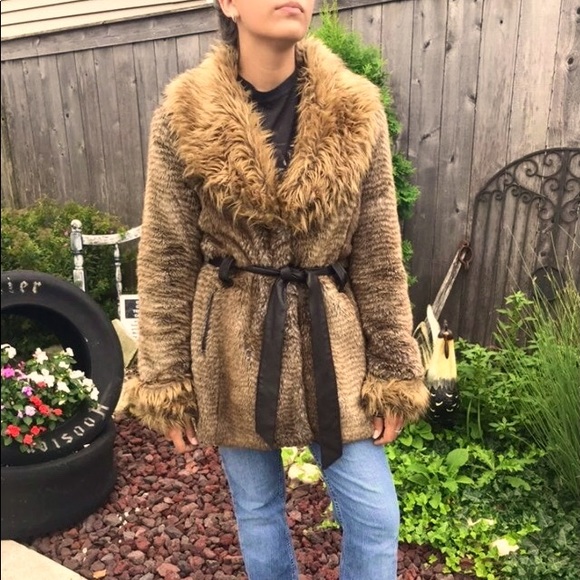 Jackets & Blazers - Boho faux fur coat jacket vintage style